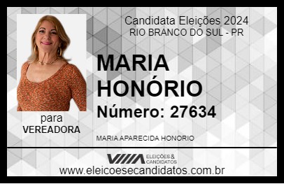 Candidato MARIA HONÓRIO 2024 - RIO BRANCO DO SUL - Eleições