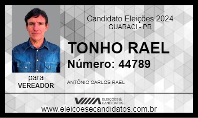 Candidato TONHO RAEL 2024 - GUARACI - Eleições