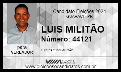 Candidato LUIS MILITÃO 2024 - GUARACI - Eleições