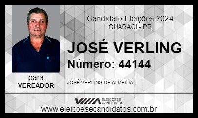 Candidato JOSÉ VERLINGUE 2024 - GUARACI - Eleições