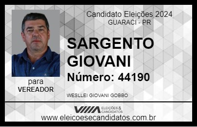 Candidato SARGENTO GIOVANI 2024 - GUARACI - Eleições