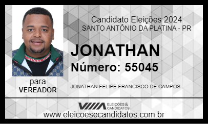 Candidato JONATHAN DO FERRO VELHO 2024 - SANTO ANTÔNIO DA PLATINA - Eleições