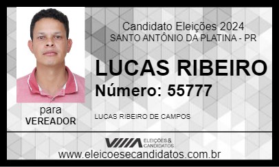 Candidato LUCAS RIBEIRO 2024 - SANTO ANTÔNIO DA PLATINA - Eleições