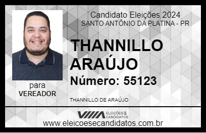 Candidato THANNILLO ARAÚJO 2024 - SANTO ANTÔNIO DA PLATINA - Eleições