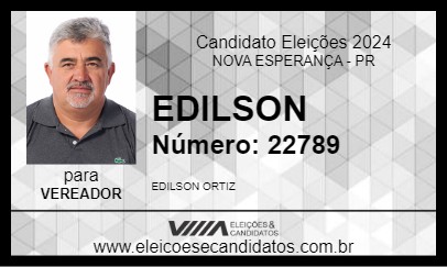 Candidato EDILSON 2024 - NOVA ESPERANÇA - Eleições