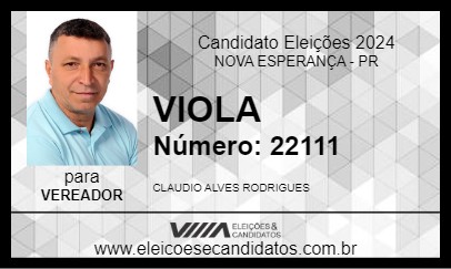 Candidato VIOLA 2024 - NOVA ESPERANÇA - Eleições