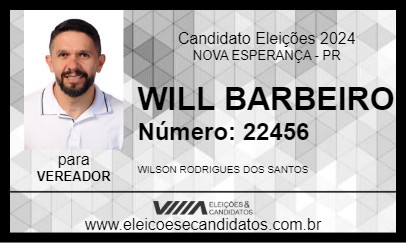 Candidato WILL BARBEIRO 2024 - NOVA ESPERANÇA - Eleições