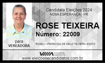 Candidato ROSE TEIXEIRA 2024 - NOVA ESPERANÇA - Eleições