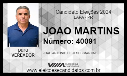 Candidato JOAO MARTINS 2024 - LAPA - Eleições