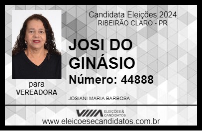 Candidato JOSI DO GINÁSIO  2024 - RIBEIRÃO CLARO - Eleições