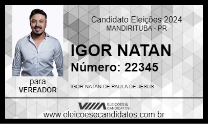 Candidato IGOR NATAN 2024 - MANDIRITUBA - Eleições