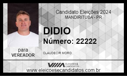 Candidato DIDIO MORO 2024 - MANDIRITUBA - Eleições