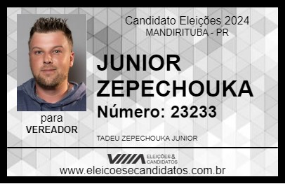 Candidato JUNIOR ZEPECHOUKA   2024 - MANDIRITUBA - Eleições