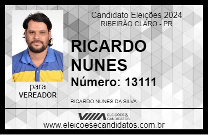 Candidato RICARDO NUNES 2024 - RIBEIRÃO CLARO - Eleições