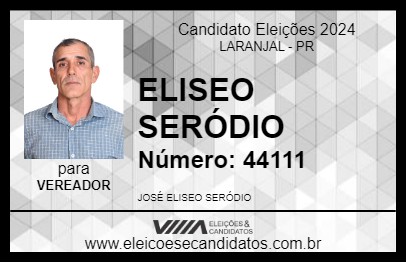 Candidato ELISEO SERÓDIO 2024 - LARANJAL - Eleições