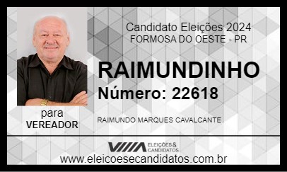 Candidato RAIMUNDINHO 2024 - FORMOSA DO OESTE - Eleições