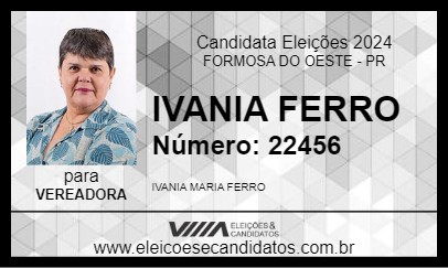 Candidato IVANIA FERRO 2024 - FORMOSA DO OESTE - Eleições