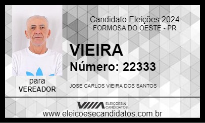 Candidato VIEIRA 2024 - FORMOSA DO OESTE - Eleições