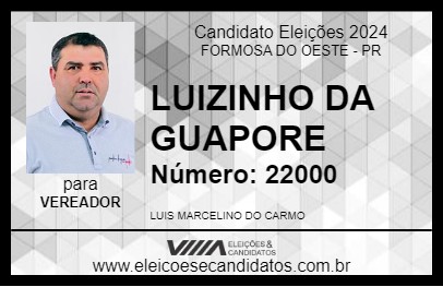 Candidato LUIZINHO DA GUAPORE 2024 - FORMOSA DO OESTE - Eleições