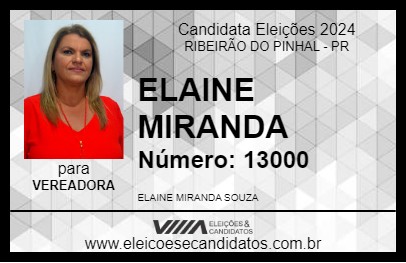 Candidato ELAINE MIRANDA 2024 - RIBEIRÃO DO PINHAL - Eleições