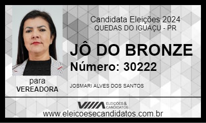 Candidato JÔ DO BRONZE 2024 - QUEDAS DO IGUAÇU - Eleições