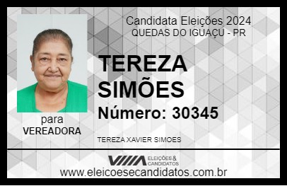 Candidato TEREZA SIMÕES 2024 - QUEDAS DO IGUAÇU - Eleições