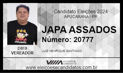 Candidato JAPA ASSADOS 2024 - APUCARANA - Eleições