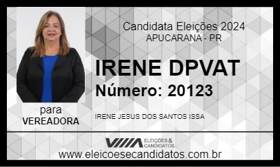 Candidato IRENE DPVAT 2024 - APUCARANA - Eleições