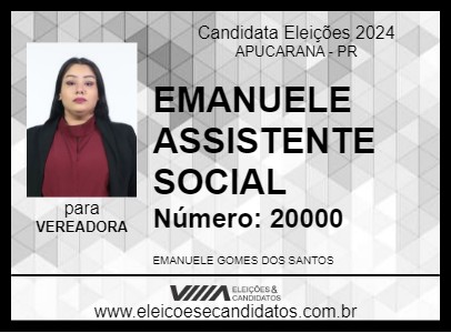 Candidato EMANUELE ASSISTENTE SOCIAL 2024 - APUCARANA - Eleições