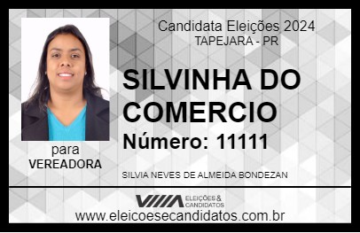 Candidato SILVINHA DO COMERCIO 2024 - TAPEJARA - Eleições