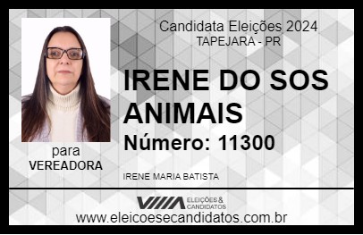 Candidato IRENE DO SOS ANIMAIS 2024 - TAPEJARA - Eleições