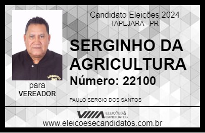 Candidato SERGINHO DA AGRICULTURA 2024 - TAPEJARA - Eleições