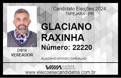 Candidato GLACIANO RAXINHA 2024 - TAPEJARA - Eleições