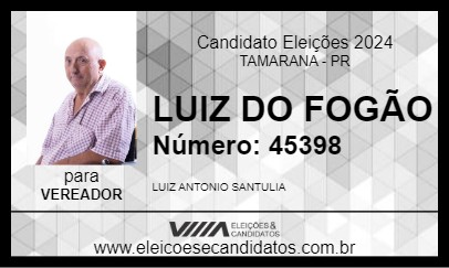 Candidato LUIZ DO FOGÃO 2024 - TAMARANA - Eleições