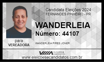 Candidato WANDERLEIA 2024 - FERNANDES PINHEIRO - Eleições