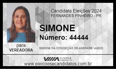 Candidato SIMONE 2024 - FERNANDES PINHEIRO - Eleições