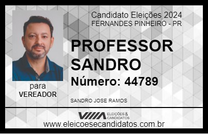 Candidato PROFESSOR SANDRO 2024 - FERNANDES PINHEIRO - Eleições