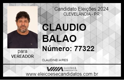 Candidato CLAUDIO BALAO 2024 - CLEVELÂNDIA - Eleições