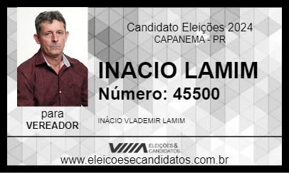 Candidato INACIO LAMIM 2024 - CAPANEMA - Eleições