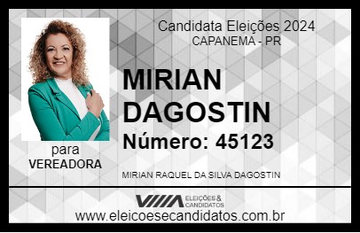 Candidato MIRIAN DAGOSTIN 2024 - CAPANEMA - Eleições