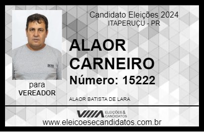 Candidato ALAOR CARNEIRO 2024 - ITAPERUÇU - Eleições