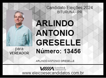 Candidato ARLINDO ANTONIO GRESELLE 2024 - BITURUNA - Eleições