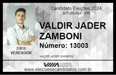 Candidato VALDIR JADER ZAMBONI 2024 - BITURUNA - Eleições