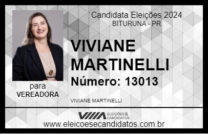 Candidato VIVIANE MARTINELLI 2024 - BITURUNA - Eleições