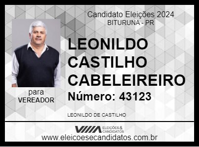 Candidato LEONILDO CASTILHO CABELEIREIRO 2024 - BITURUNA - Eleições