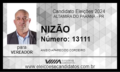 Candidato NIZÃO 2024 - ALTAMIRA DO PARANÁ - Eleições