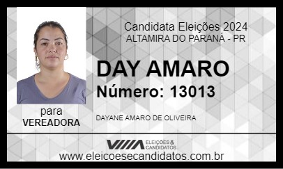 Candidato DAY AMARO 2024 - ALTAMIRA DO PARANÁ - Eleições