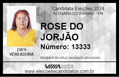 Candidato ROSE DO JORJÃO 2024 - ALTAMIRA DO PARANÁ - Eleições