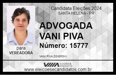 Candidato ADVOGADA VANI PIVA 2024 - SANTA HELENA - Eleições