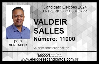 Candidato VALDEIR SALES 2024 - ENTRE RIOS DO OESTE - Eleições